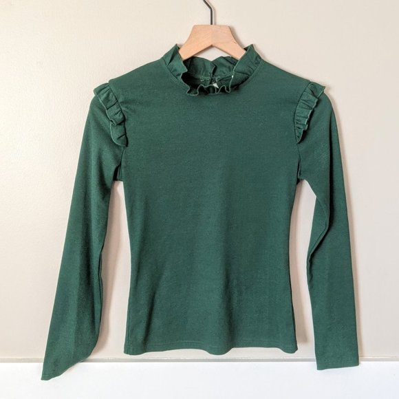 H&M Tops - H&M Ruffle High Neck Long Sleeve Top S